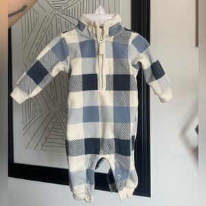 Carter's Blue and Cream Buffalo Plaid Fleece Footie